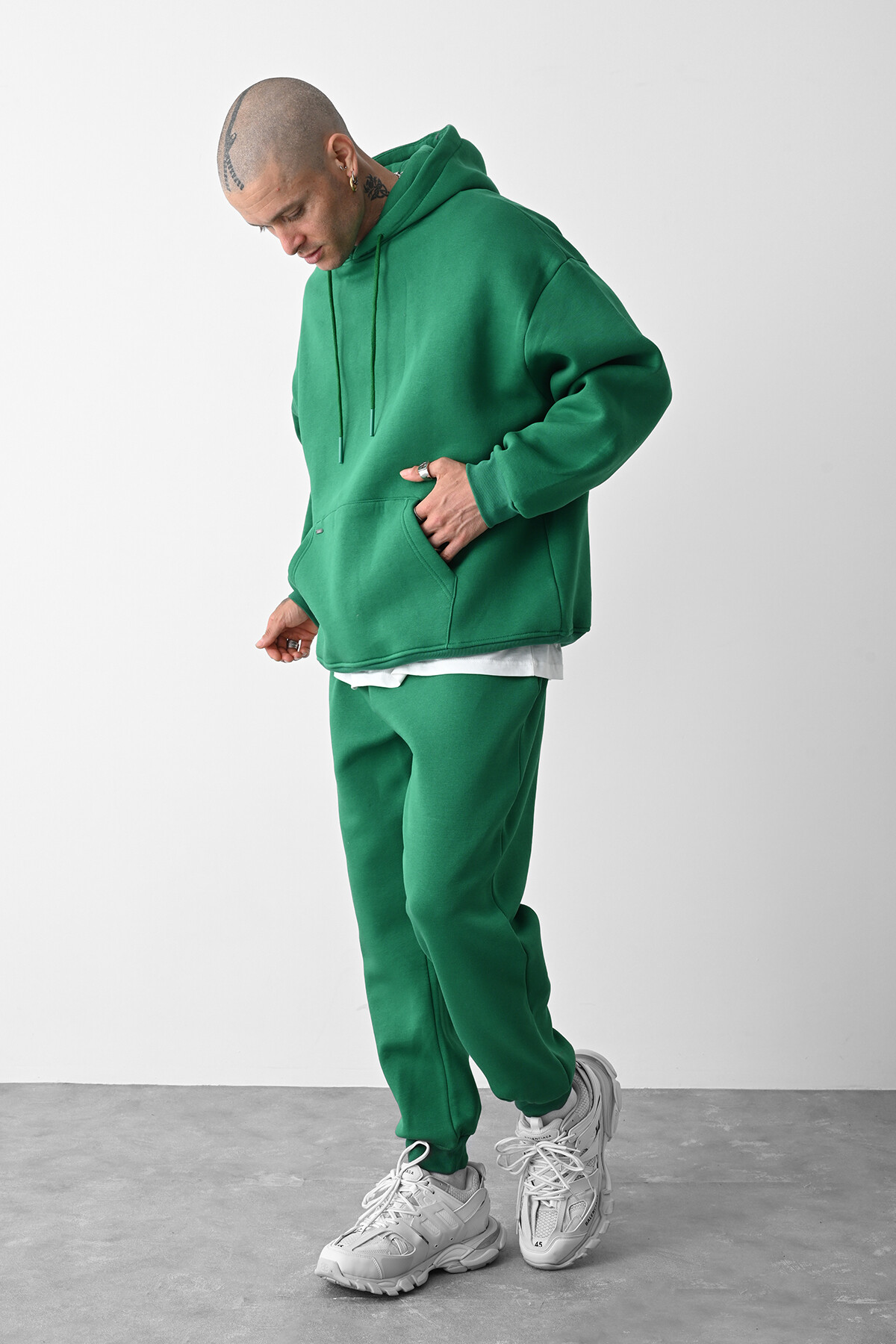 Benetton Basic Kanguru Cepli Oversize Sweatshirt