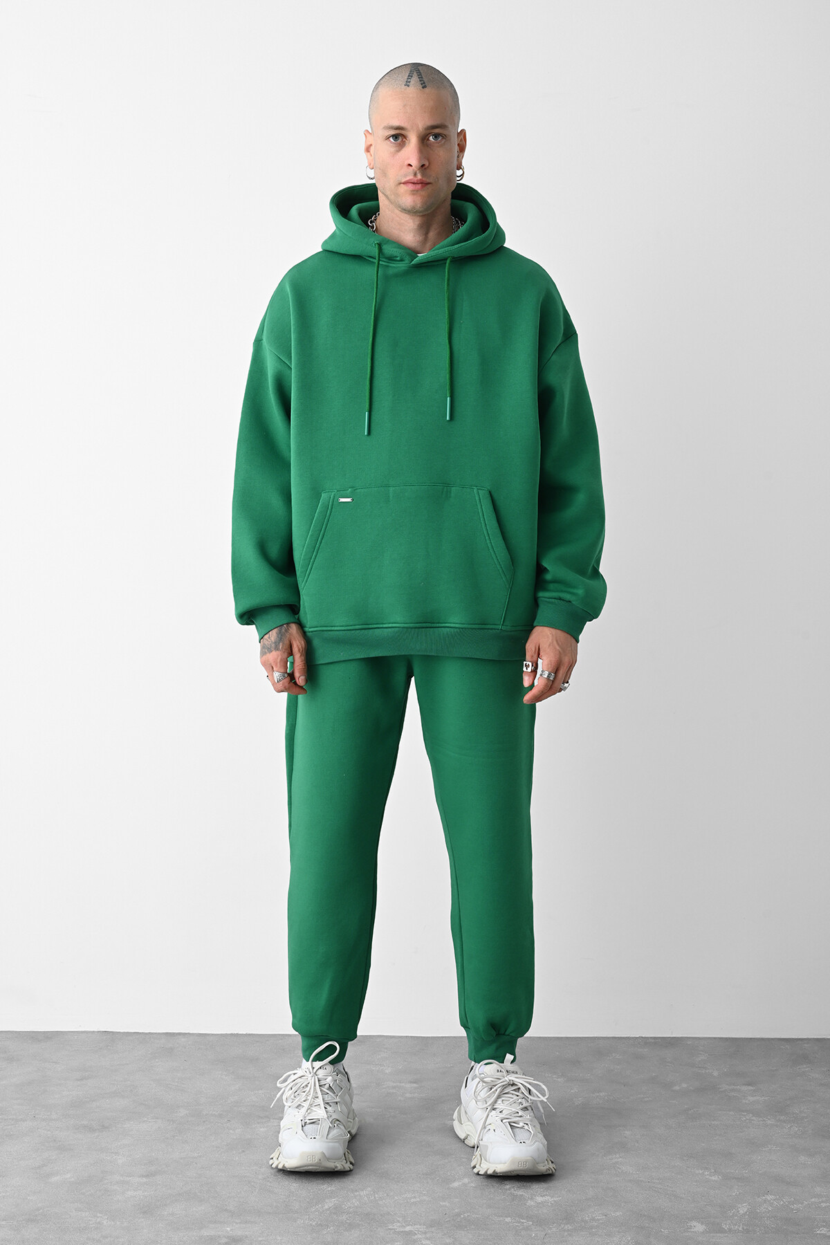 Benetton Basic Kanguru Cepli Oversize Sweatshirt