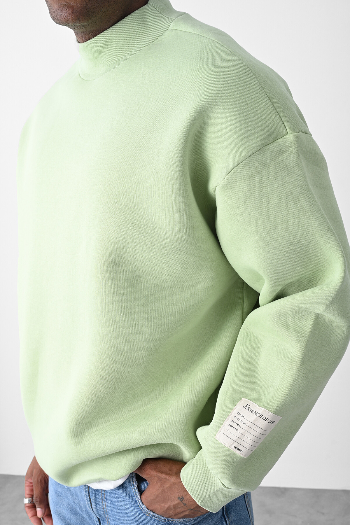 Mint Kart Detaylı Oversize Sweatshirt
