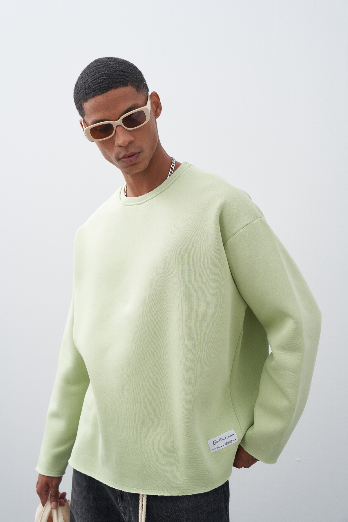 Mint Kart Detaylı Oversize Sweatshirt