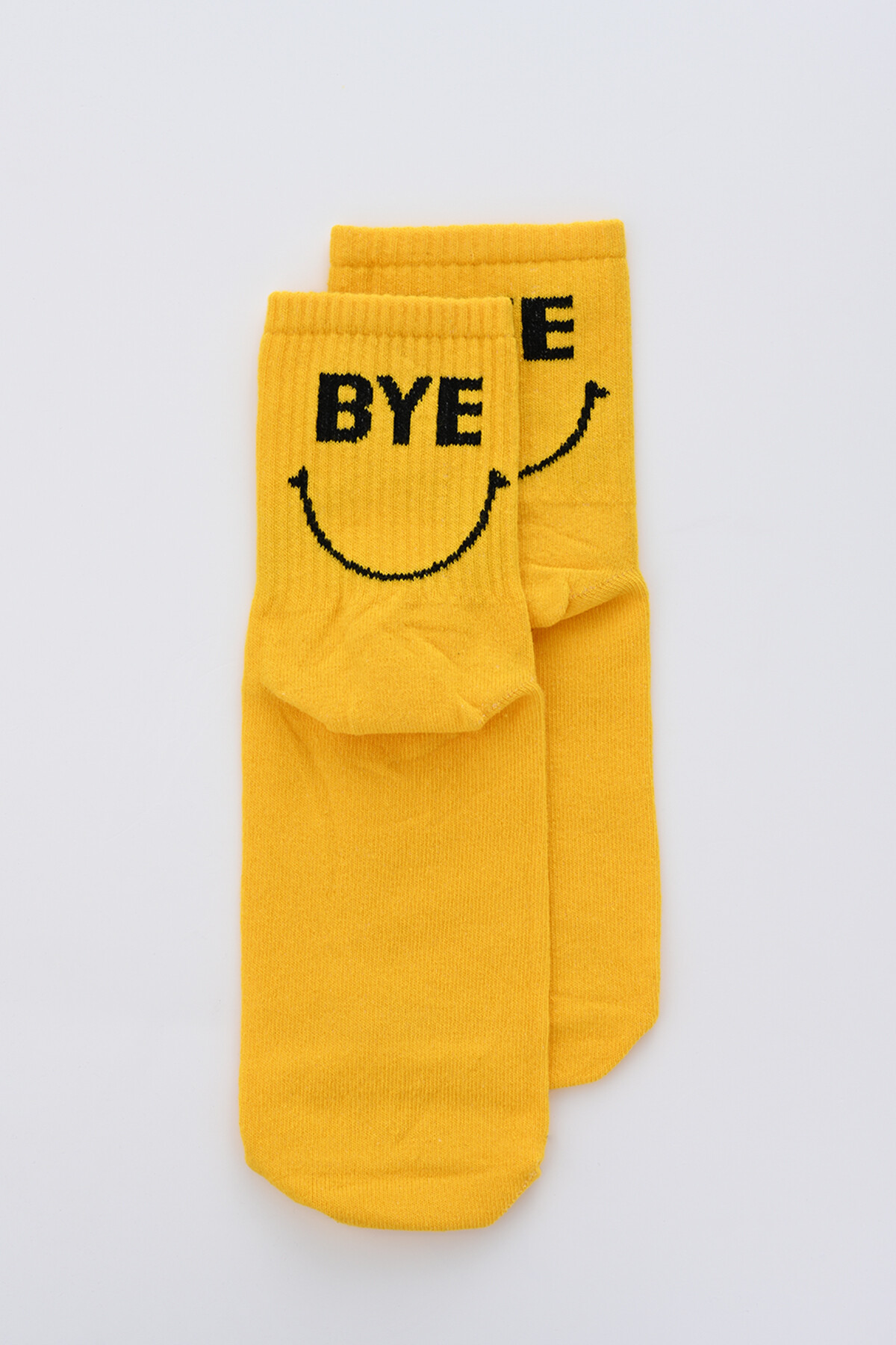 Sarı Bye Baskılı Çorap