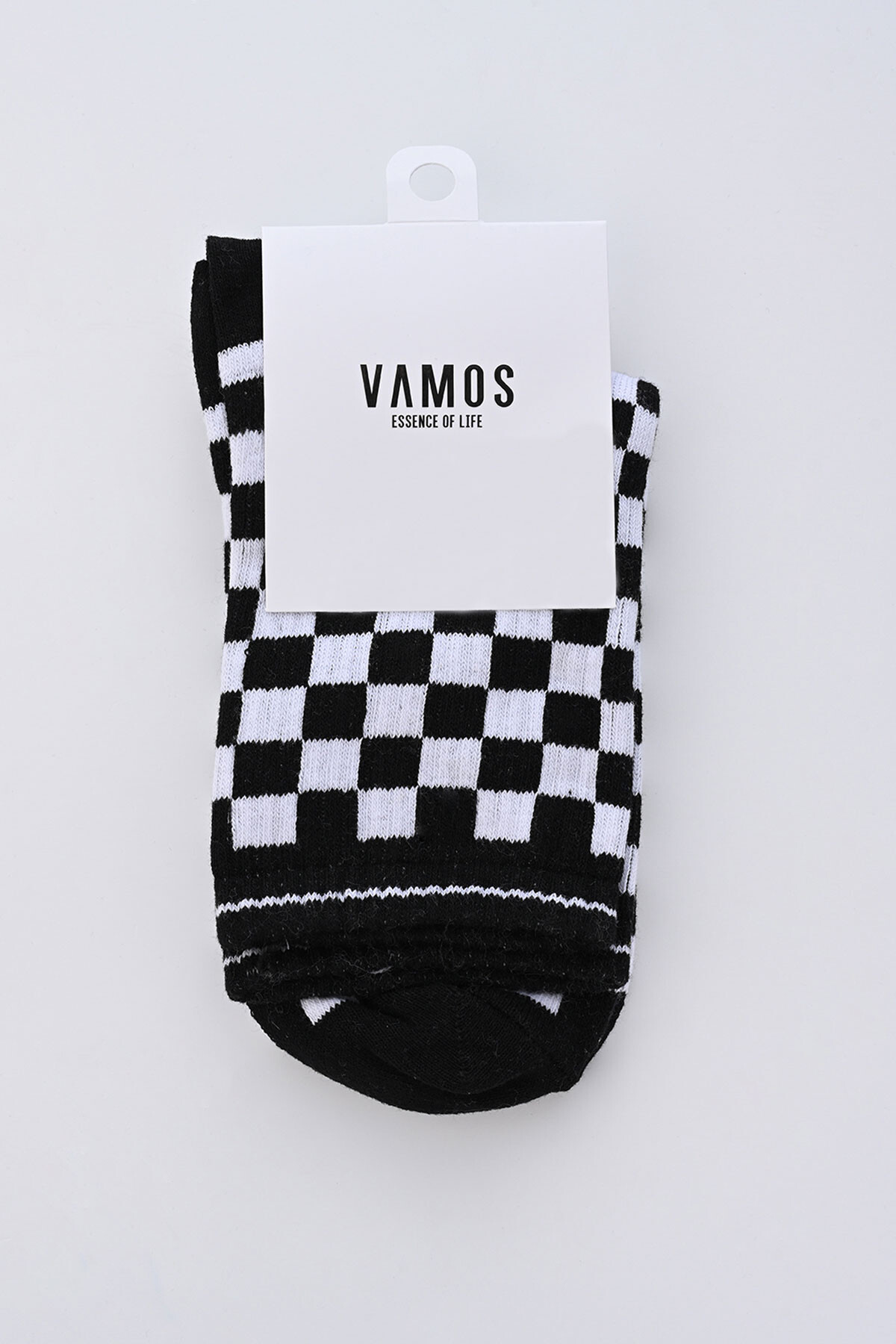 Siyah Kare Desenli Socket Çorap