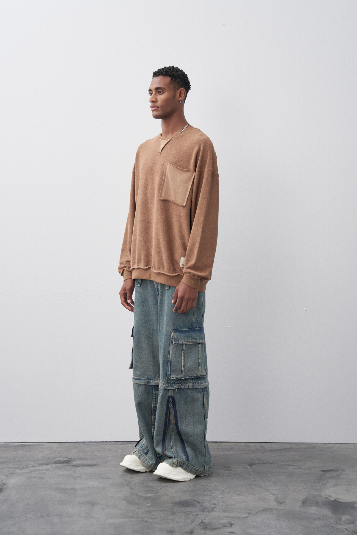 Vizon Cep Detaylı Oversize Sweatshirt